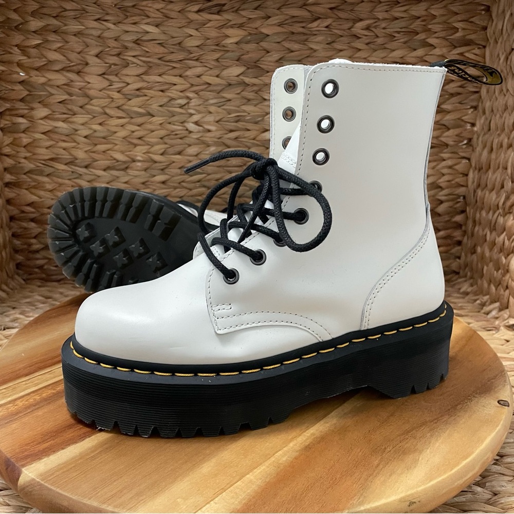 Dr Martens Jadon Platform Smooth White Leather